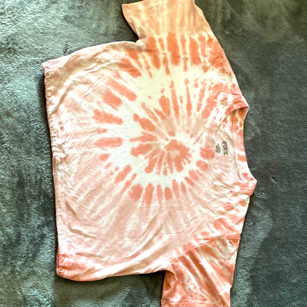 pink and white tie dye elastic band crop